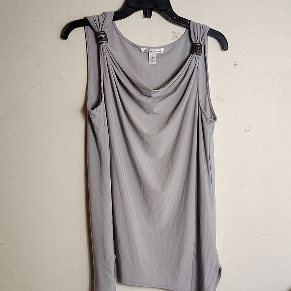 Gray Draped Tank Top with Elegant Style - Picture 1 of 4